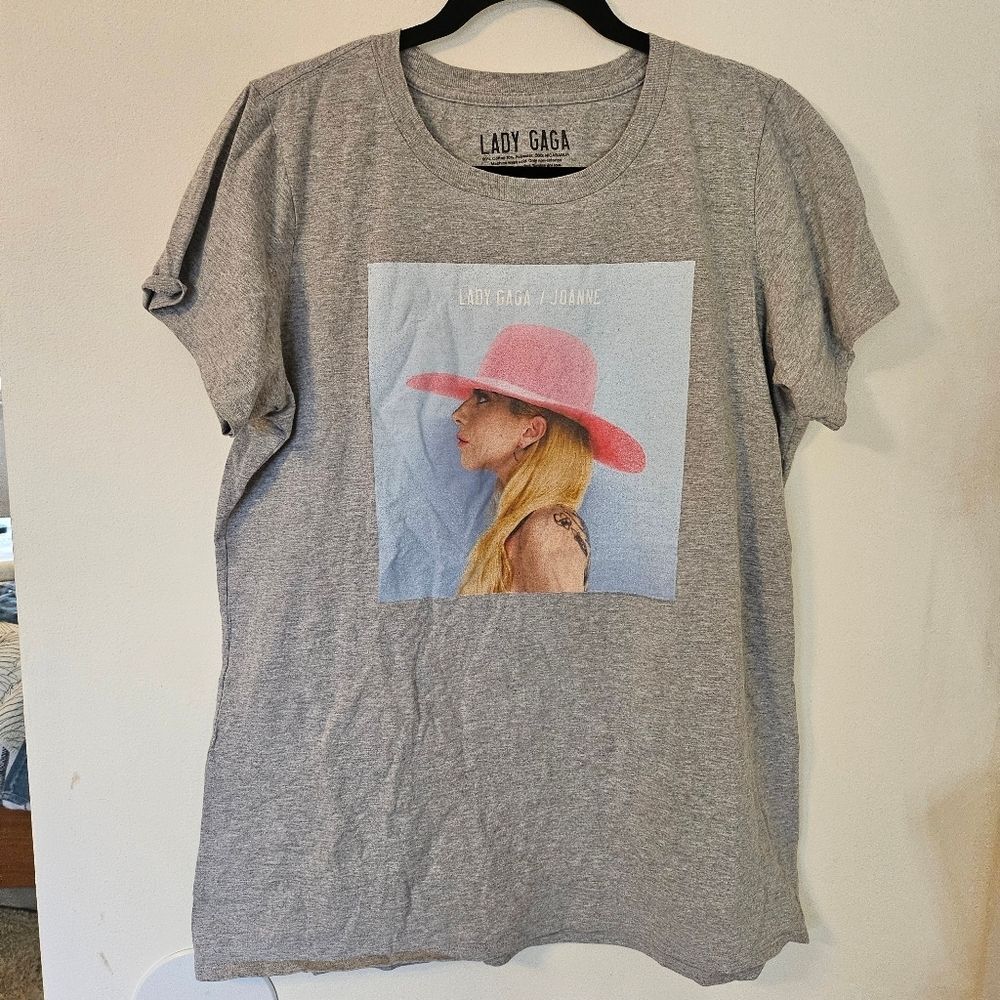 VGUC Lady Gaga Joanne Tour Shirt Crop Cotton Grey Fitted Women 3Xlarge